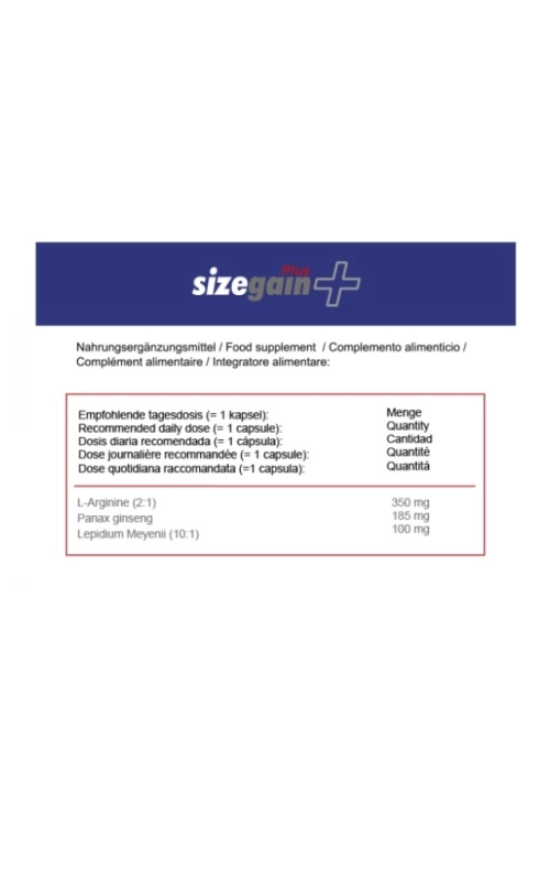 Sizegain Plus · Aumenta la virilidad y potencia sexual
